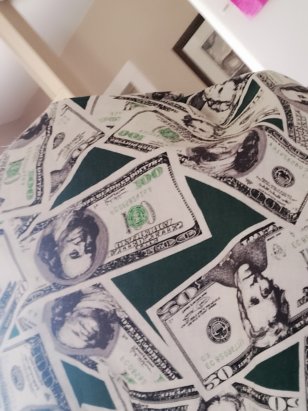 Money Print Sleep Bonnet - Green/White Hair Nightcap - Picture 2 of 6